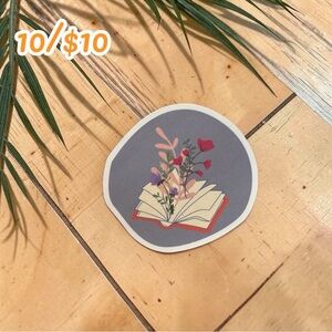 Floral Open Book Sticker – Book Lover Vinyl Decal | Reading Aesthetic Sticker